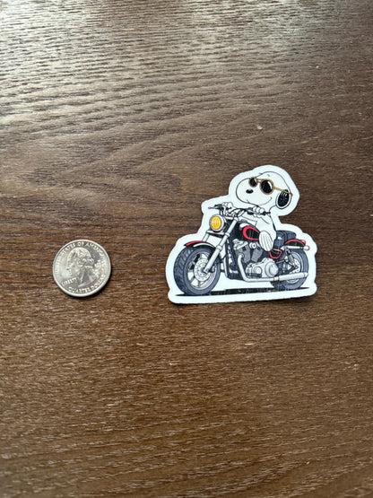 Snoopy Motorcycle Rider Sticker | Peanuts Biker Dog Decal | Cool Chopper Art | Cartoon Motorcyclist Vinyl | Snoopy Gift |For Stanley Yeti