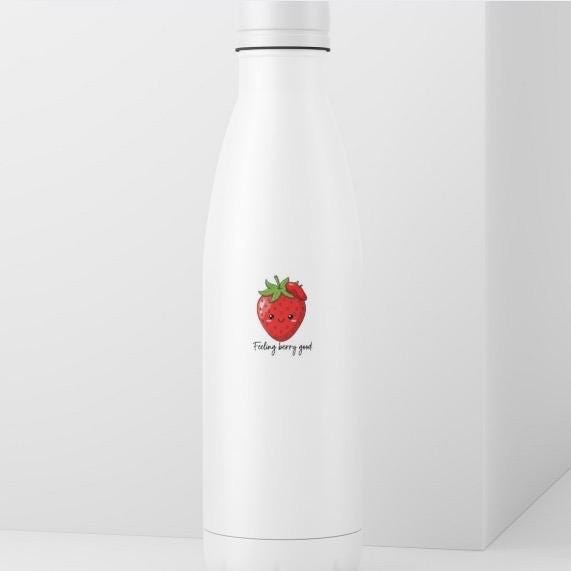 Feeling Berry Good Strawberry Sticker | Cute Food Pun Decal | Positive Fruit Art | Kawaii Berry Vinyl | Cheerful Laptop Sticker