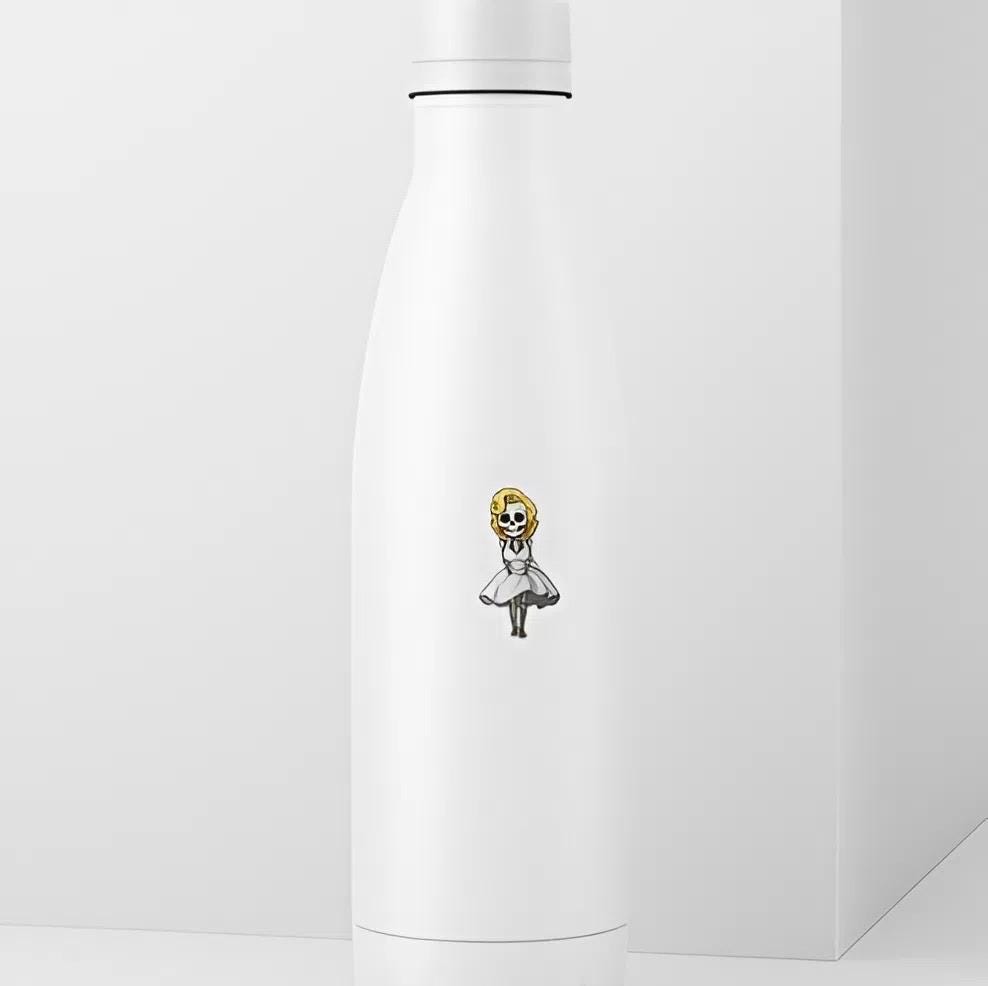 Marilyn Monroe Skeleton Sticker | Hollywood Icon Decal | Spooky Classic Film Art | Vintage Glamour Skull Vinyl | Day of the Dead Gift |