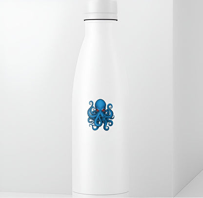 Blue Octopus Sticker | Red Eyes Kraken Decal | Deep Sea Monster Art | Ocean Lover Vinyl | Gothic Mythical Creature Gift | Tentacle Beast