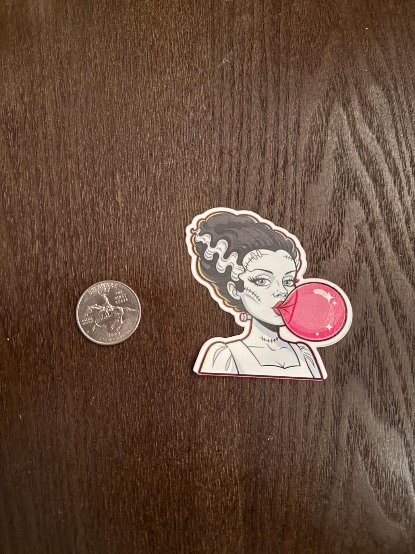 Bride of Frankenstein Bubblegum Sticker | Classic Monster Decal | Horror Icon Art | Spooky Cute Vinyl | Universal Monster Gift | Halloween