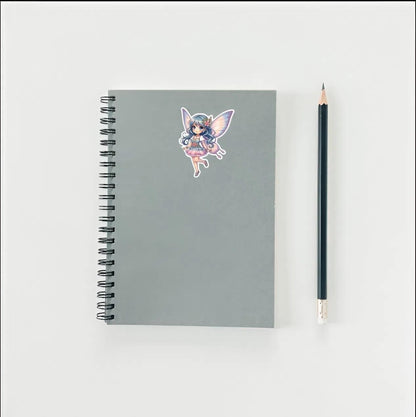 Cute Blue Hair Fairy Sticker | Magical Flower Decal | Whimsical Fantasy Art | Pastel Wing Vinyl | Enchanted Forest Gift | Kawaii on a Laptop