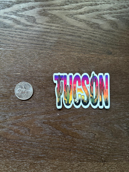 TUCSON Arizona Sticker | Desert Sunset Cactus Decal | Southwestern Landscape Art | Travel Souvenir Vinyl | Arizona Local Gift | Sonora