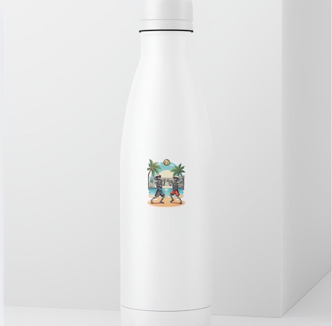 Skeleton Beach Volleyball Sticker | Summer Spooky Decal | Funny Skull Sports Art | Beach Day Vinyl | Volleyball Player Gift | Summerween |