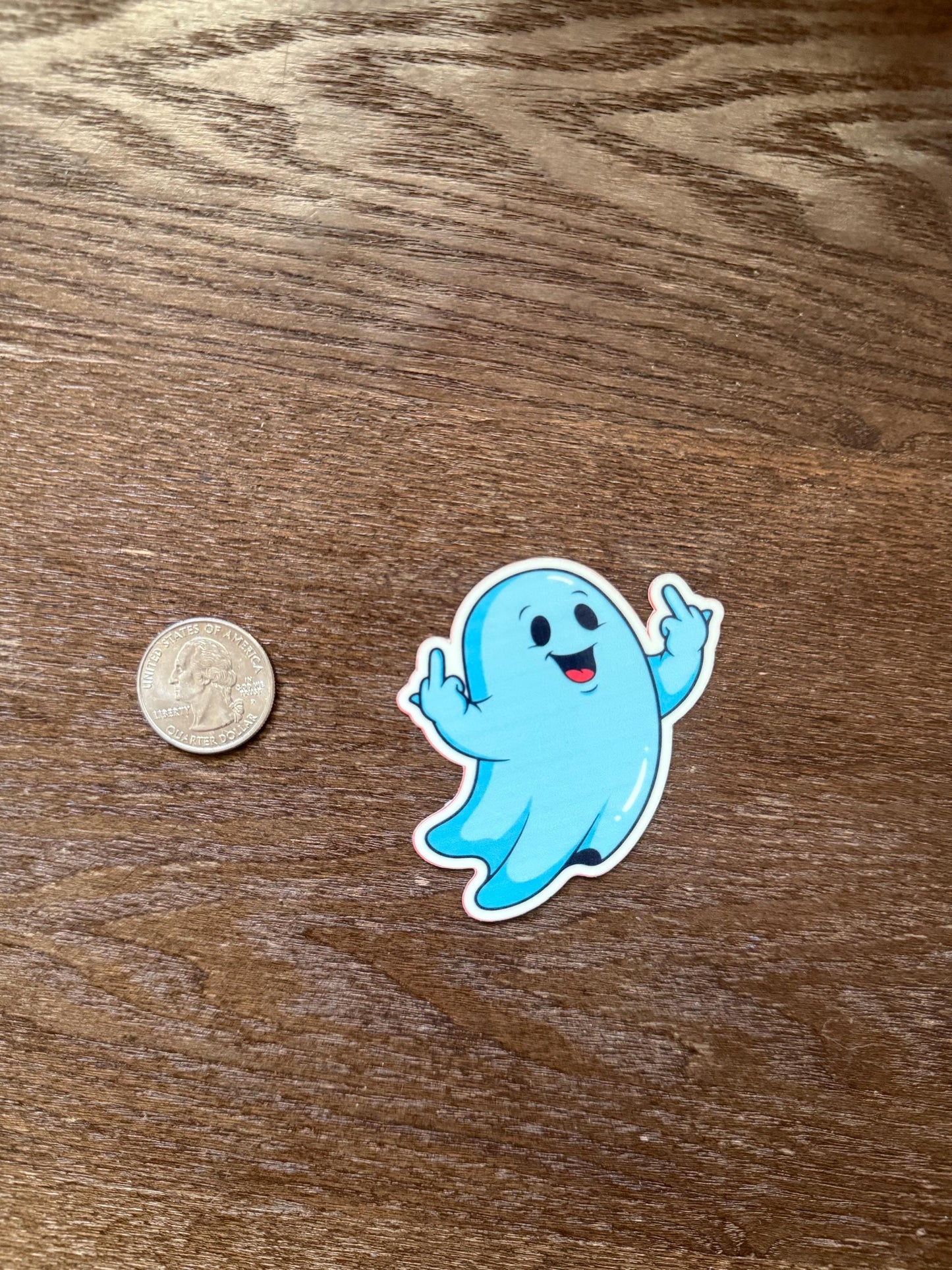 Glow in the Dark Ghost Sticker| Funny Middle Finger Decal | Edgy Spooky Art | Rude Humorous Vinyl | Attitude Ghost Gift | UV Reactive Sweary