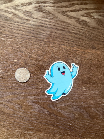 Glow in the Dark Ghost Sticker| Funny Middle Finger Decal | Edgy Spooky Art | Rude Humorous Vinyl | Attitude Ghost Gift | UV Reactive Sweary