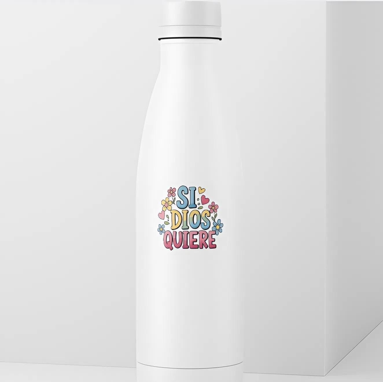 Si Dios Quiere Sticker | God Willing Decal | Spanish Quote Art | Faith Based Vinyl | Christian Gift | Positive Affirmation Laptop | Floral