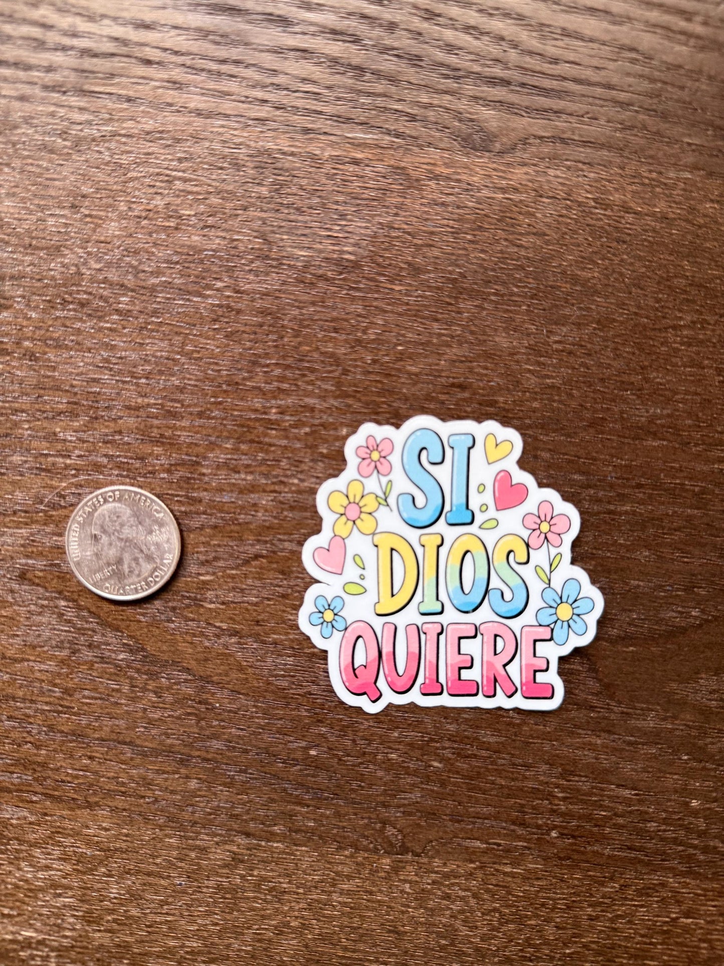 Si Dios Quiere Sticker | God Willing Decal | Spanish Quote Art | Faith Based Vinyl | Christian Gift | Positive Affirmation Laptop | Floral