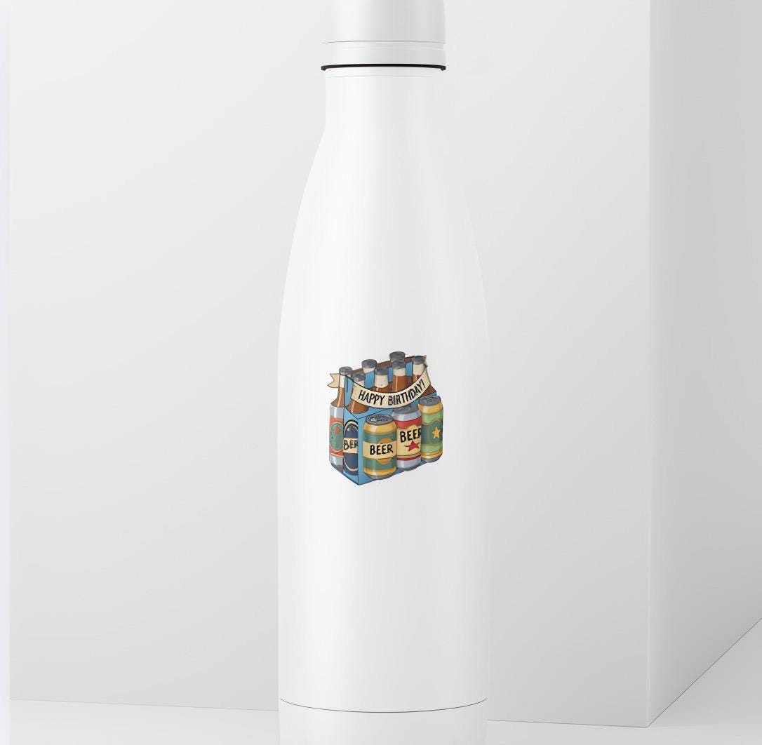 Happy Birthday Beer Six-Pack Sticker | Funny Drink Decal | Beer Lover Gift | Craft Beer Art | Party Celebration Vinyl | Birthday Present |