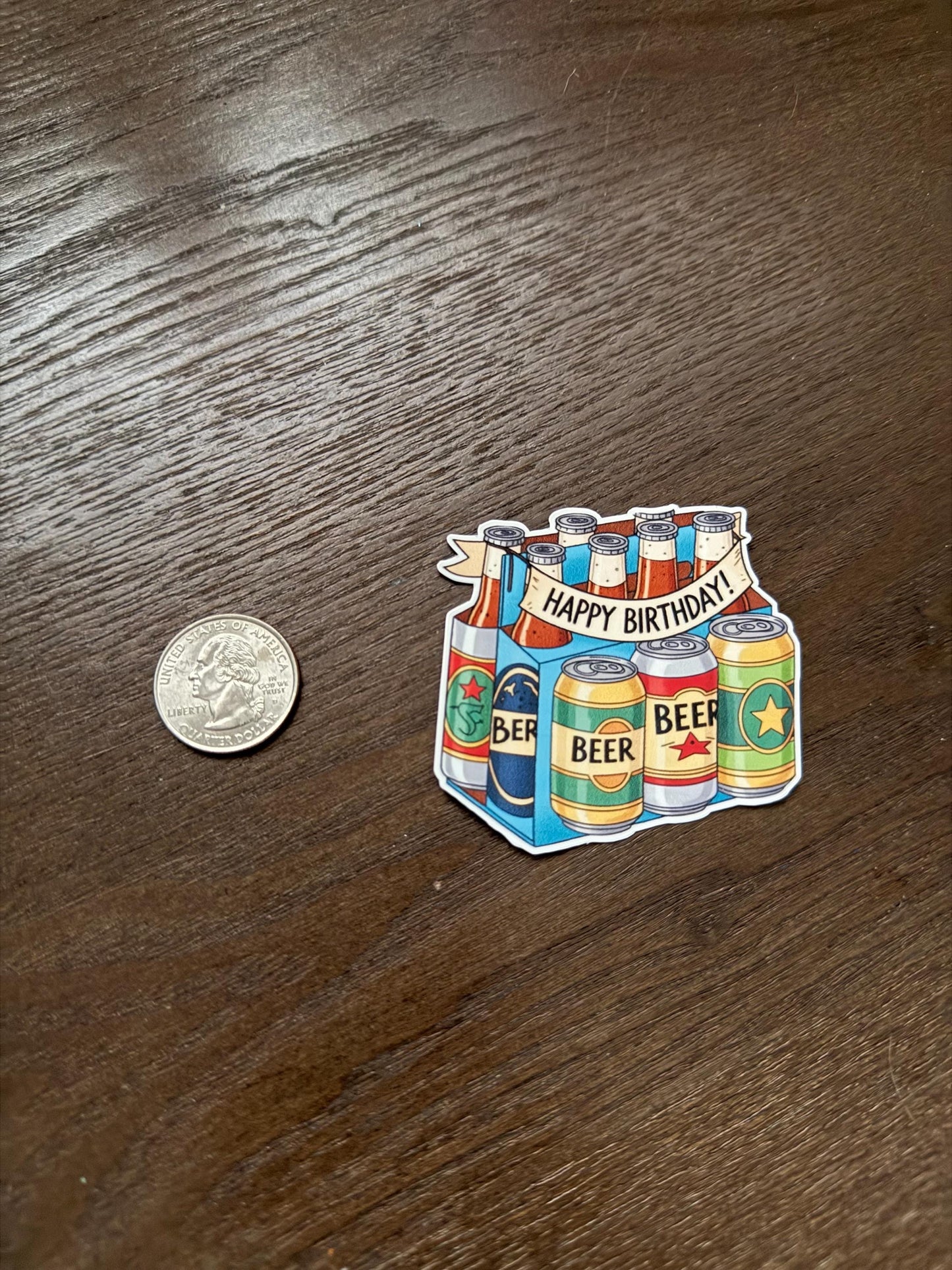 Happy Birthday Beer Six-Pack Sticker | Funny Drink Decal | Beer Lover Gift | Craft Beer Art | Party Celebration Vinyl | Birthday Present |