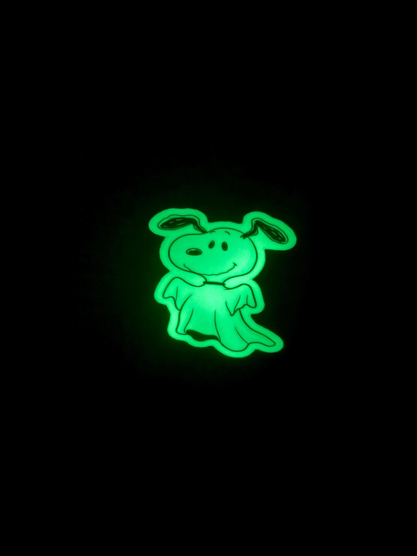 Glow in the Dark Snoopy Ghost Sticker | Peanuts Halloween Decal | Cute Spooky Dog Art | Fall Decor Vinyl | UV Reactive Dog Ghost Gift