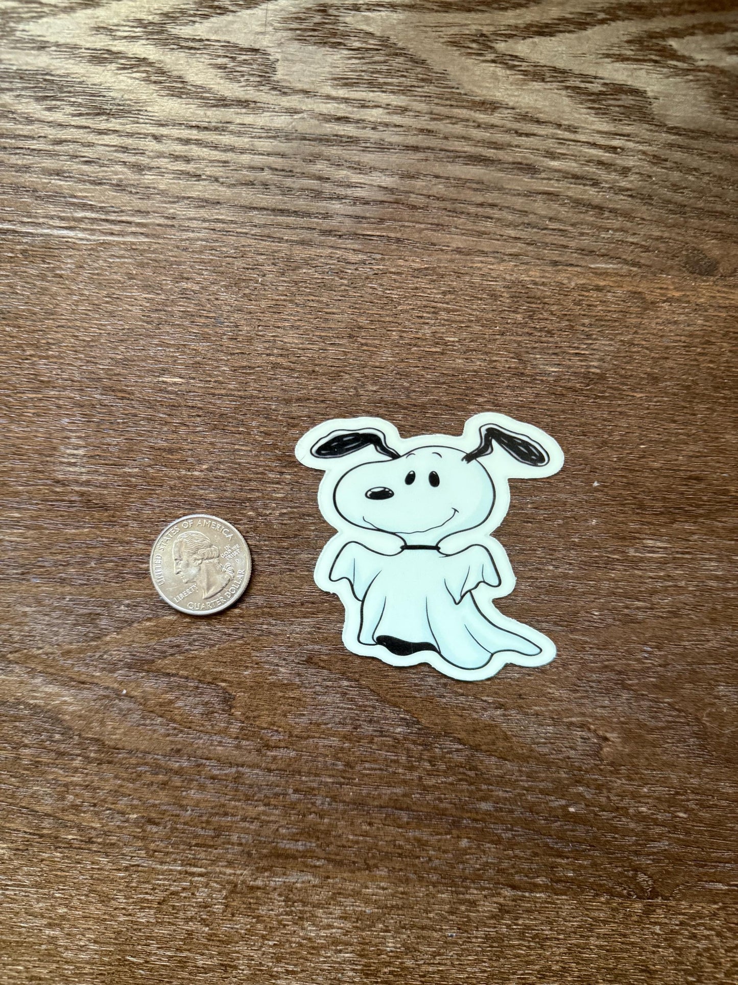 Glow in the Dark Snoopy Ghost Sticker | Peanuts Halloween Decal | Cute Spooky Dog Art | Fall Decor Vinyl | UV Reactive Dog Ghost Gift