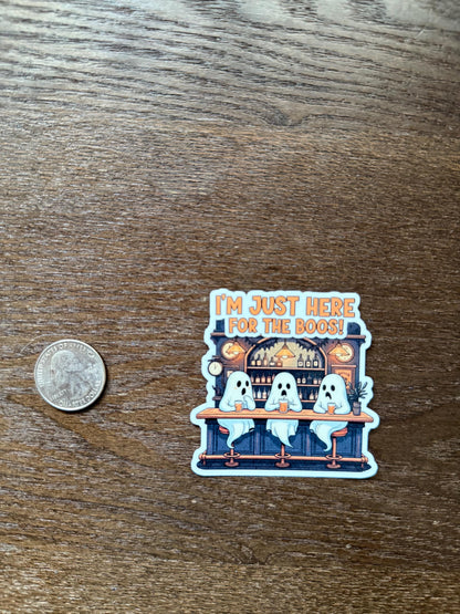 I'm Just Here For The Boos Ghost Bar Sticker | Funny Halloween Decal | Spooky Drink Art | Ghost Pub Vinyl | Cute Haunted Humor Gift | Boo