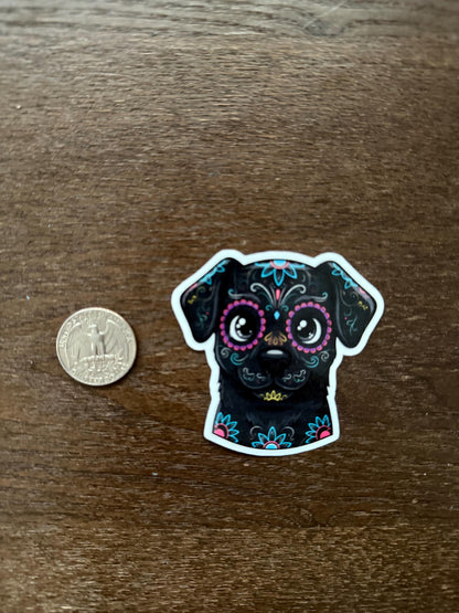 Sugar Skull Dog Sticker | Día de los Muertos Pet Decal | Calavera Dog Art | Black Dog Vinyl | Colorful Day of Dead Gift | Dante from Coco