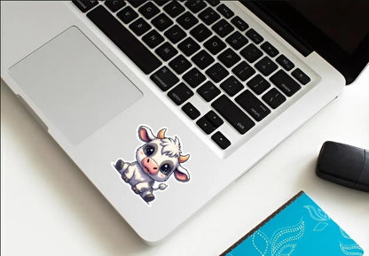 Cute Baby Cow Sticker | Adorable Calf Decal | Farm Animal Art | Kawaii Cow Vinyl | Holstein Dairy Lover Gift | Wholesome Farm Laptop Sticker
