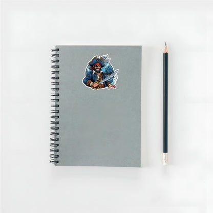 Swashbuckling Pirate Sticker | Captain Buccaneer Decal | Adventure Ship Art | Nautical Seafaring Vinyl | Pirate Fan Gift | Eyepatch Sword