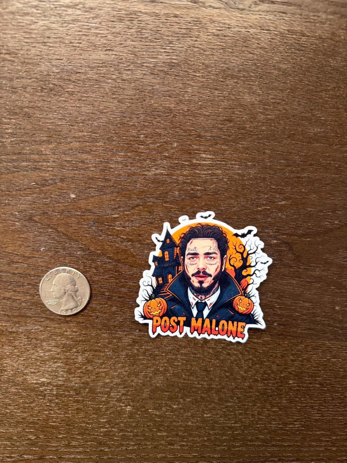Post Malone Halloween Vampire Sticker | Spooky Posty Decal | Haunted House Art | Celebrity Fan Vinyl | Pumpkin Bat Gift | Fall Decor Music