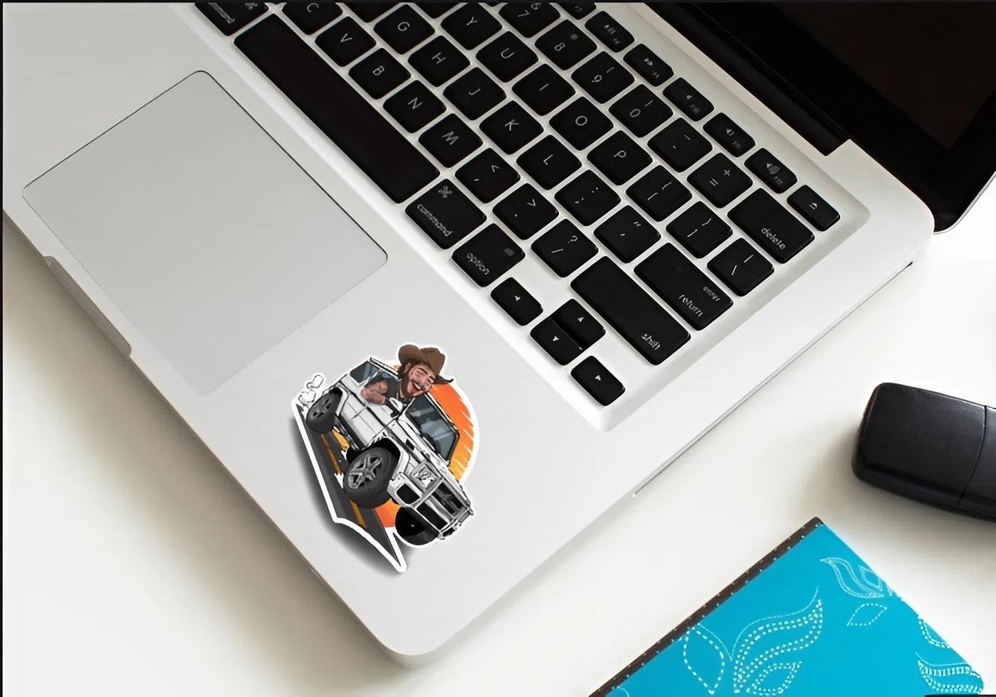 Post Malone Wagon Sticker | Cowboy Hat Posty Decal | Celebrity Fan Art | Black Car Vinyl | Music Lover Gift | Off Road Icon Laptop