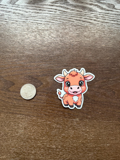 Cute Baby Cow Sticker | Adorable Calf Decal | Farm Animal Art | Kawaii Cow Vinyl | Livestock Lover Gift | Wholesome Dairy Farm Laptop Decal