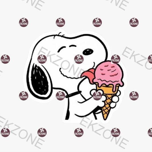 Snoopy Eating Ice Cream Sticker | Peanuts Summer Treat Decal | Cute Food Art | Cartoon Dog Vinyl | Snoopy Laptop Sticker | Snoopy for gift