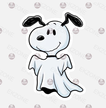 Glow in the Dark Snoopy Ghost Sticker | Peanuts Halloween Decal | Cute Spooky Dog Art | Fall Decor Vinyl | UV Reactive Dog Ghost Gift