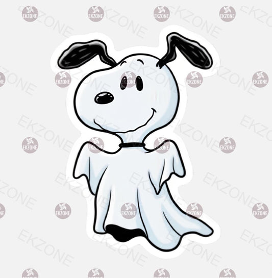 Glow in the Dark Snoopy Ghost Sticker | Peanuts Halloween Decal | Cute Spooky Dog Art | Fall Decor Vinyl | UV Reactive Dog Ghost Gift