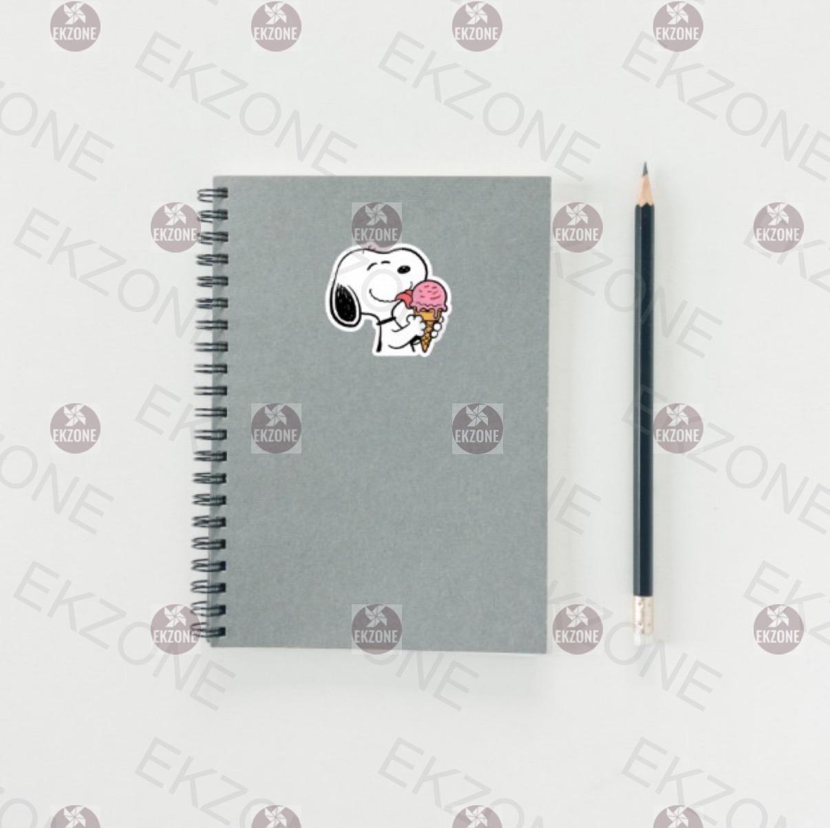 Snoopy Eating Ice Cream Sticker | Peanuts Summer Treat Decal | Cute Food Art | Cartoon Dog Vinyl | Snoopy Laptop Sticker | Snoopy for gift