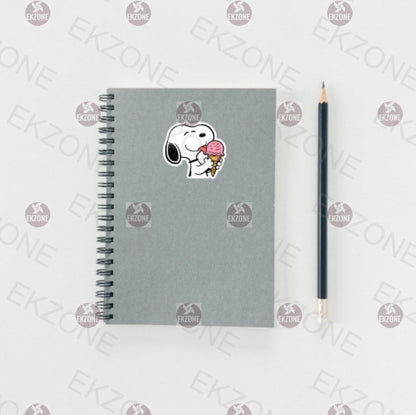 Snoopy Eating Ice Cream Sticker | Peanuts Summer Treat Decal | Cute Food Art | Cartoon Dog Vinyl | Snoopy Laptop Sticker | Snoopy for gift