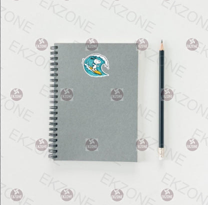 Snoopy Surfing Sticker | Peanuts Ocean Wave Decal | Woodstock & Charlie Brown | Beach Vibe Art | Summer Sports Cartoon Vinyl | Surf Lover