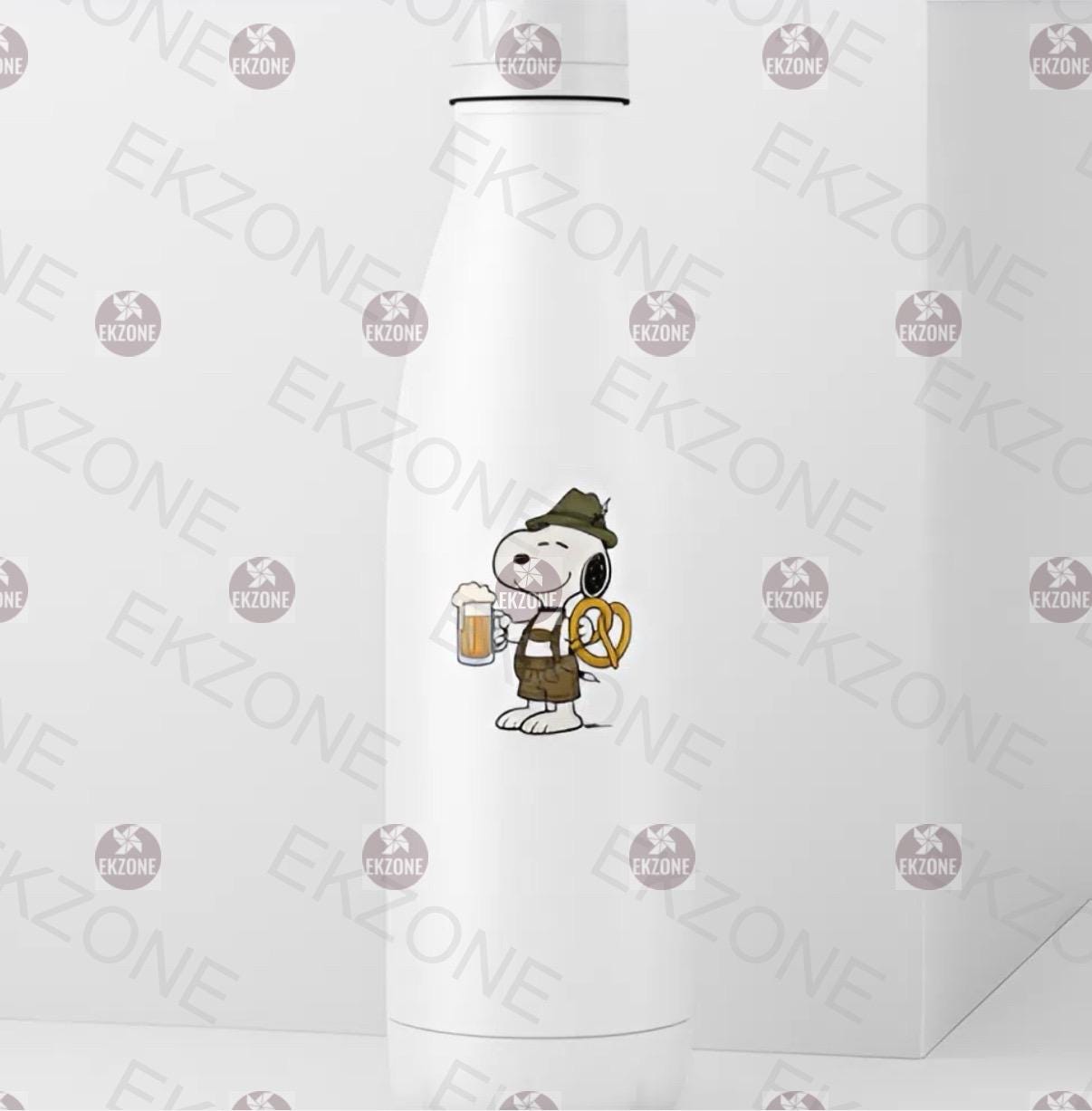 Snoopy Oktoberfest Sticker | Bavarian Beer & Pretzel Decal | German Festival Art | Funny Beer Lover Vinyl | Snoopy Lederhosen Gift | Fall