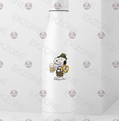 Snoopy Oktoberfest Sticker | Bavarian Beer & Pretzel Decal | German Festival Art | Funny Beer Lover Vinyl | Snoopy Lederhosen Gift | Fall