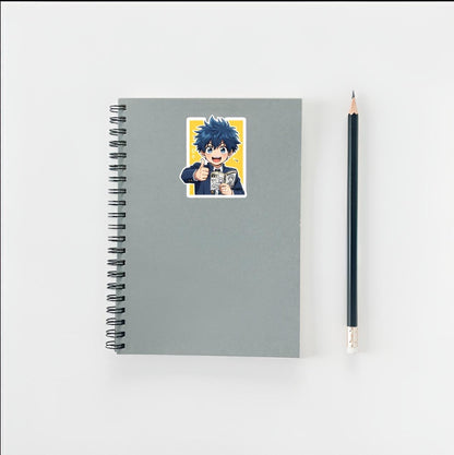 Cute Anime Boy Reading Manga Sticker | Thumbs Up Shonen Decal | Otaku Fan Art | Japanese Animation Vinyl | Manga Lover Gift | Kawaii Decal