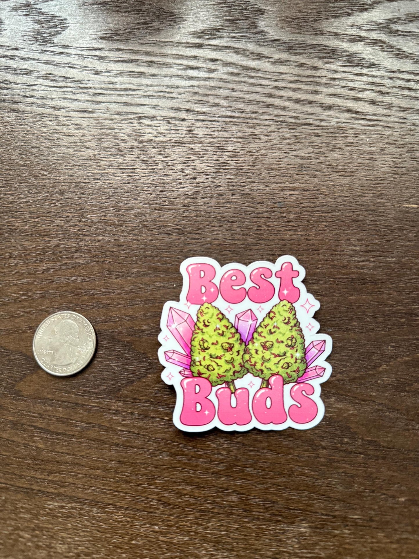 Best Buds Cannabis Weed Sticker | Funny Pot Leaf Decal | Crystal Art | Stoner Gift | Cute Plant Vinyl | Friendship Humor | Mystical Herb