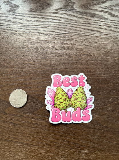 Best Buds Cannabis Weed Sticker | Funny Pot Leaf Decal | Crystal Art | Stoner Gift | Cute Plant Vinyl | Friendship Humor | Mystical Herb