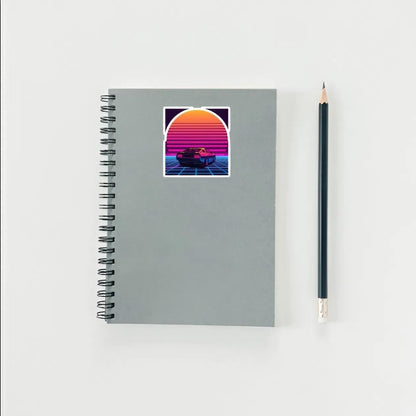 Outrun Synthwave Car Sticker | Retro 80s Aesthetic Decal | Vaporwave Grid Art | Neon Sunset Vehicle Vinyl | Cyberpunk Fan Gift | Arcade