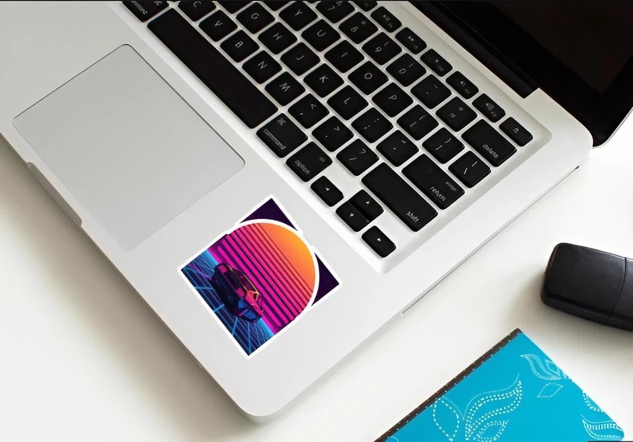 Outrun Synthwave Car Sticker | Retro 80s Aesthetic Decal | Vaporwave Grid Art | Neon Sunset Vehicle Vinyl | Cyberpunk Fan Gift | Arcade