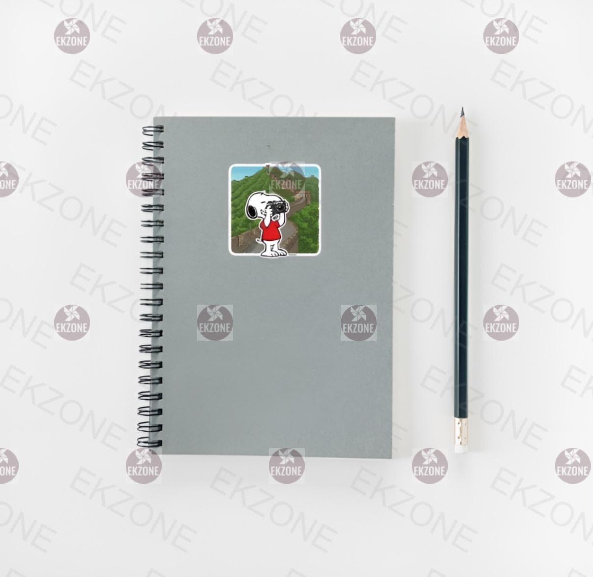 Snoopy at Great Wall Sticker - Peanuts in China Decal - Small Cartoon Travel Vinyl Sticker Great Wall of China Sticker - Snoopy Peanuts Tour
