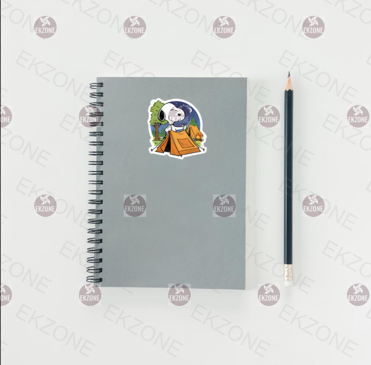 Snoopy Camping Tent Sticker | Peanuts Outdoor Adventure Decal | Campfire Night Art | Cute Camper Dog Vinyl | Nature Lover Gift | Retro Decal