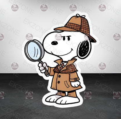 Snoopy Detective Sticker | Peanuts Mystery Decal | Sherlock Holmes Dog Art | Investigator Vinyl | Cartoon Spy Fan Gift | Nostalgic Character