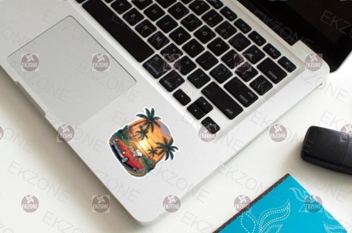 Snoopy Driving Car Sunset Sticker | Peanuts Road Trip Decal | Classic Car Art | California Summer Vinyl | Beach Travel Gift | Driver Snoopy