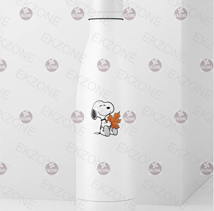 Snoopy Fall Leaf Sticker | Peanuts Autumn Decal | Cozy Vibes Art | Maple Leaf Vinyl | Nostalgic Fall Decor | Cute Dog Laptop Sticker