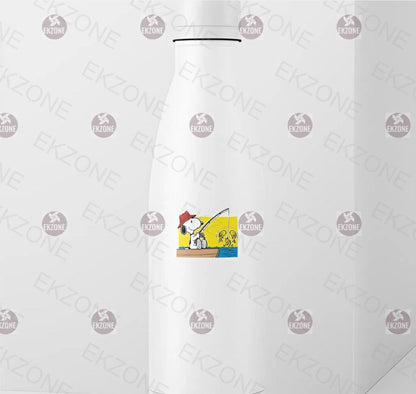 Snoopy Fishing Sticker | Peanuts Angler Decal | Cartoon Fish Art | Outdoor Adventure Vinyl | Fishing Lover Gift | Cute Dog Fisherman Laptop