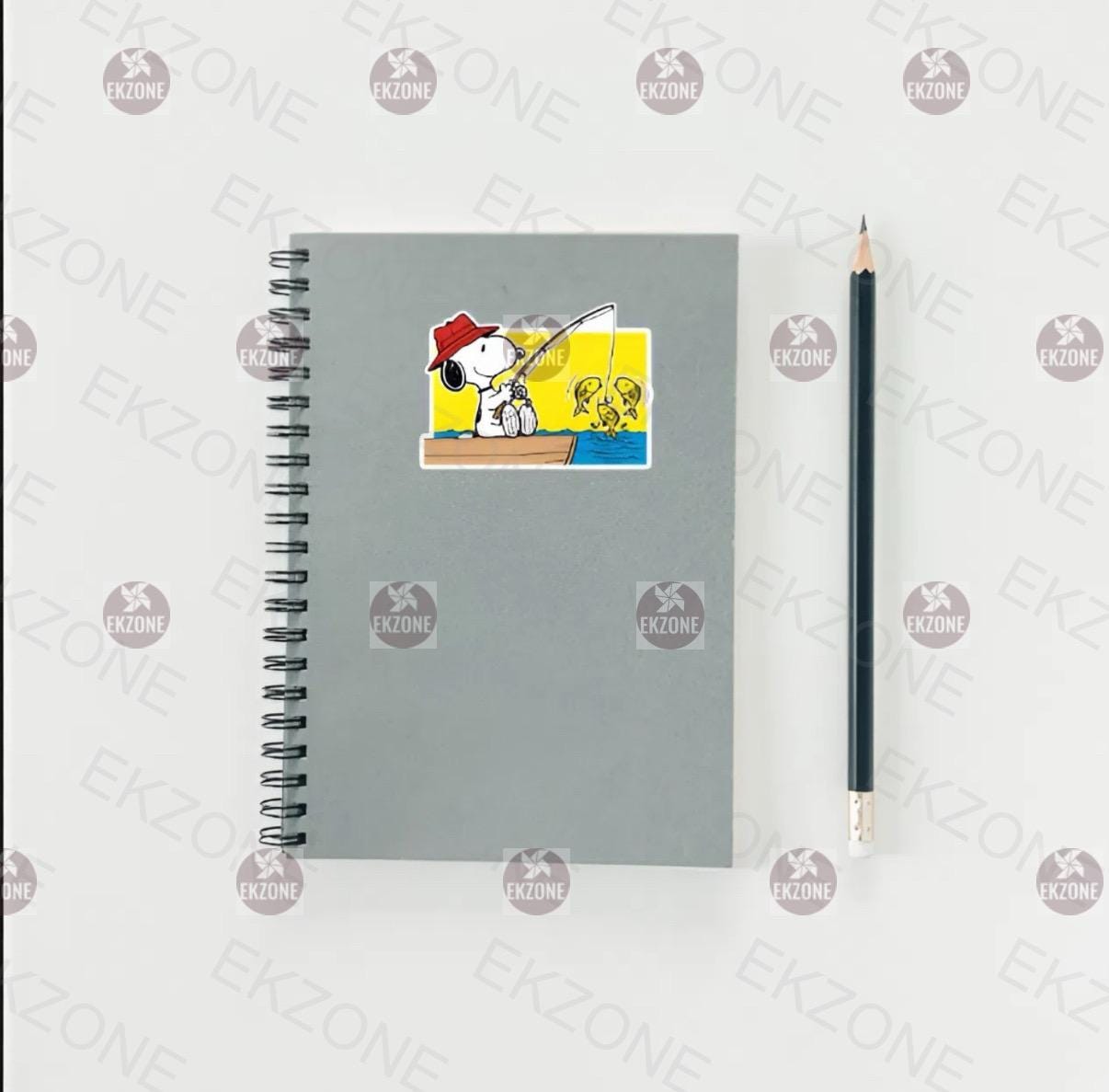 Snoopy Fishing Sticker | Peanuts Angler Decal | Cartoon Fish Art | Outdoor Adventure Vinyl | Fishing Lover Gift | Cute Dog Fisherman Laptop