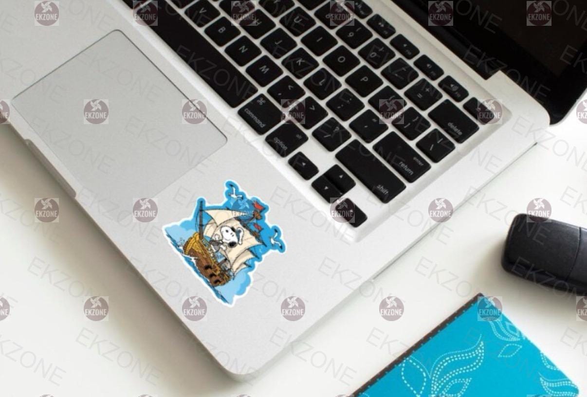 Snoopy On Sail Ship Sticker | Peanuts Sailing Captain Decal | Nautical Adventure Art | Classic Cartoon Vinyl | Ocean  Gift | Captain Snoopy
