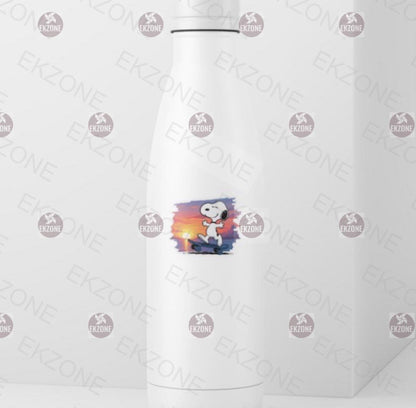 Snoopy Skateboarding Sticker | Peanuts Sunset Decal | Skater Dog Art | Aesthetic Summer Vinyl | Nostalgic Cartoon Gift | Sunset Skateboard