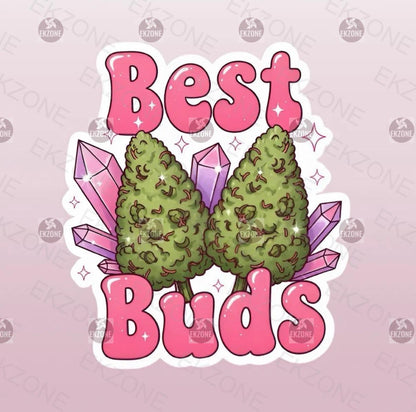 Best Buds Cannabis Weed Sticker | Funny Pot Leaf Decal | Crystal Art | Stoner Gift | Cute Plant Vinyl | Friendship Humor | Mystical Herb