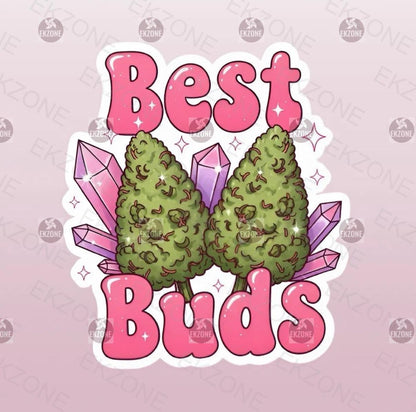Best Buds Cannabis Weed Sticker | Funny Pot Leaf Decal | Crystal Art | Stoner Gift | Cute Plant Vinyl | Friendship Humor | Mystical Herb