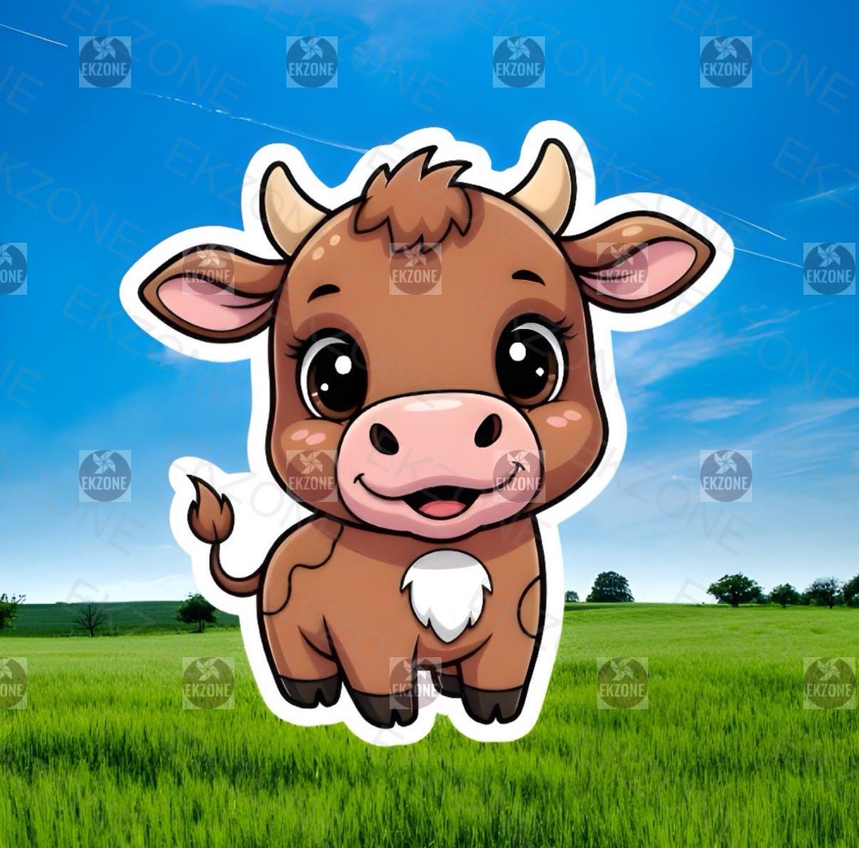 Cute Baby Cow Sticker | Adorable Calf Decal | Farm Animal Art | Kawaii Cow Vinyl | Livestock Lover Gift | Wholesome Dairy Farm Laptop Decal