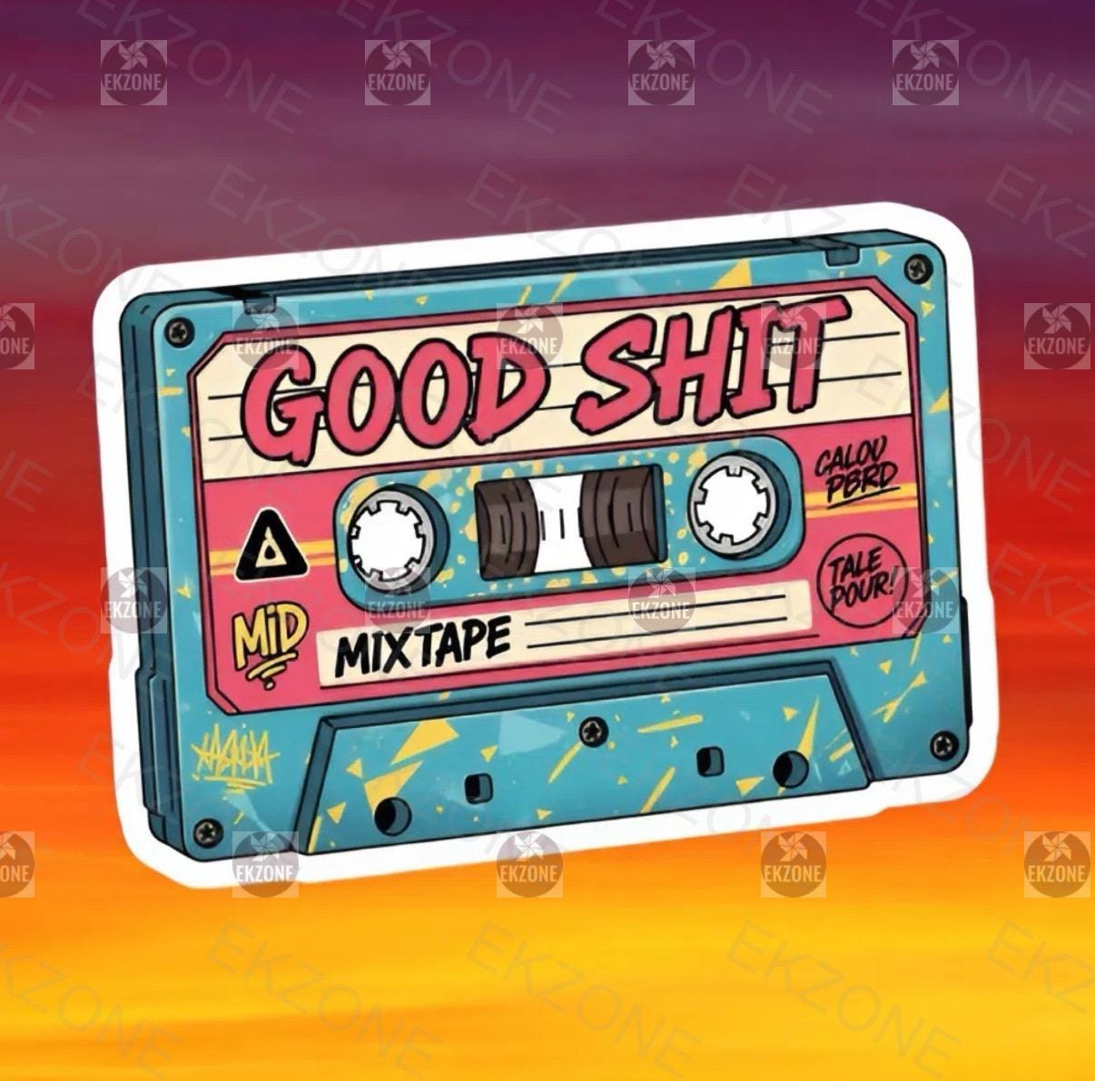 GOOD SHIT Mixtape Cassette Sticker | Retro 80s 90s Music Decal | Funny Tape Art | Nostalgic Mixtape Vinyl | Bold Statement Music Lover Gift