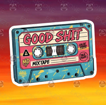 GOOD SHIT Mixtape Cassette Sticker | Retro 80s 90s Music Decal | Funny Tape Art | Nostalgic Mixtape Vinyl | Bold Statement Music Lover Gift